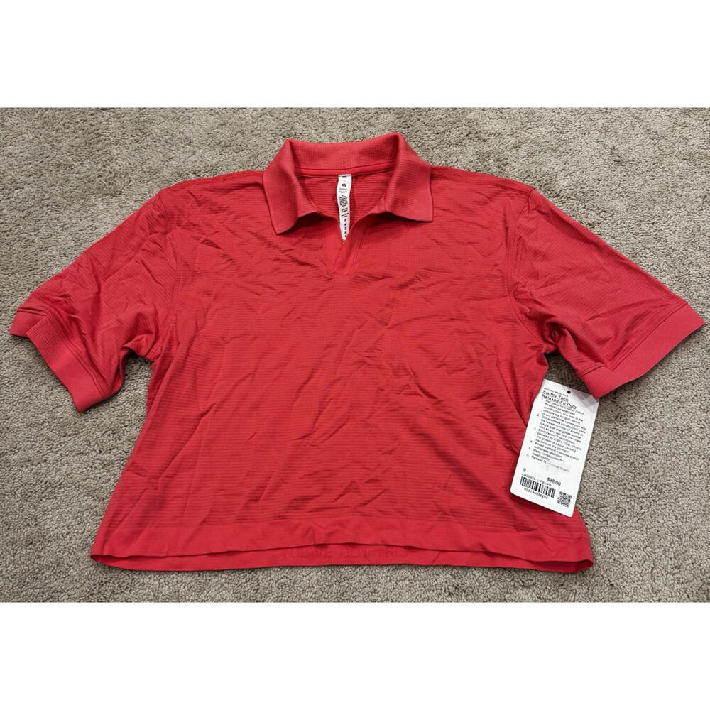 NWT Lululemon Swiftly Tech Relaxed-Fit Polo Size 8 Cropped Lip Gloss Pink LIPG